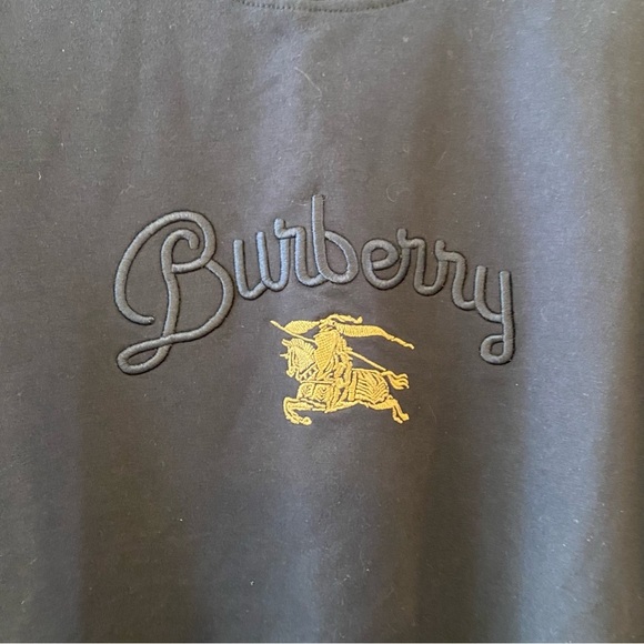 Vintage Burberry Blue Spellout Pullover Sweater Sweatshirt Top Men’s Size Large - Picture 8 of 11